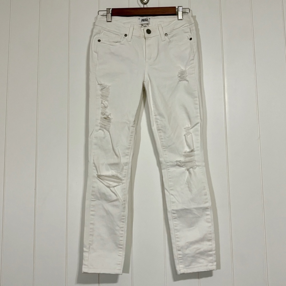 PAIGE Verdugo Ultra Skinny Distressed White Jeans size 27